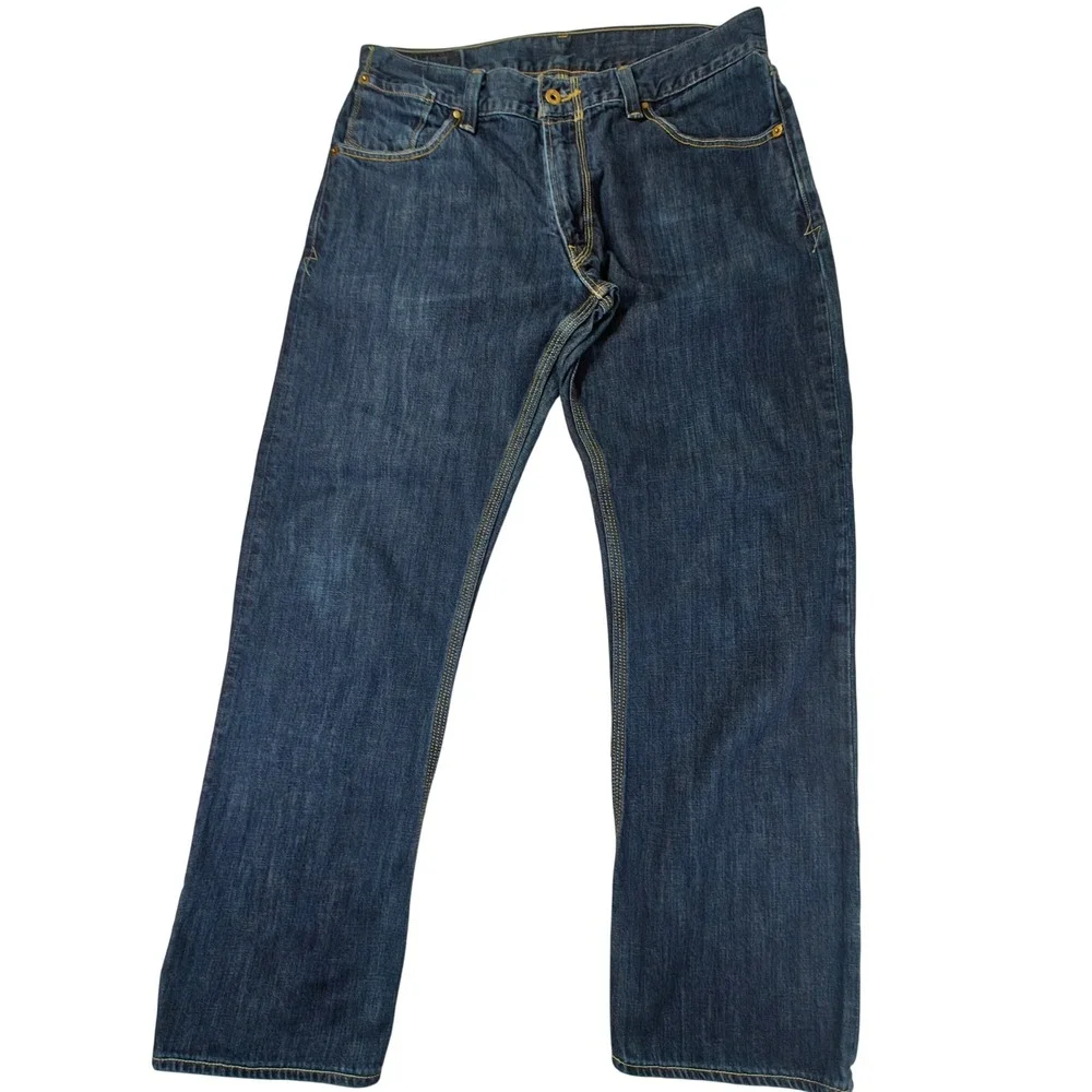 Levis 514 Slim Straight Jeans Mens 36x32 Blue Denim Flap Pocket 00514-0046